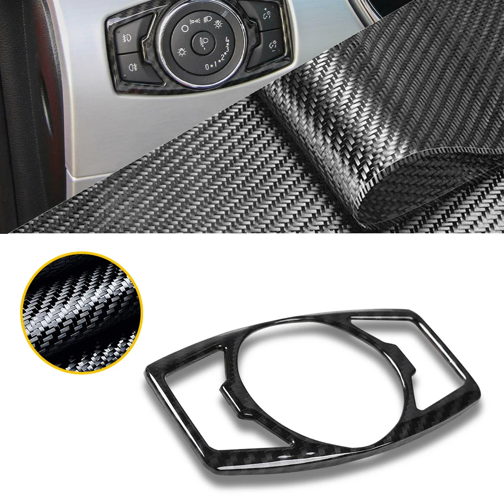 1Pcs Carbon fiber Headlight Switch Trim Decor Cover for Ford Mustang 2015 2016 2017 2018 2019 2020 Car Styling Accessories