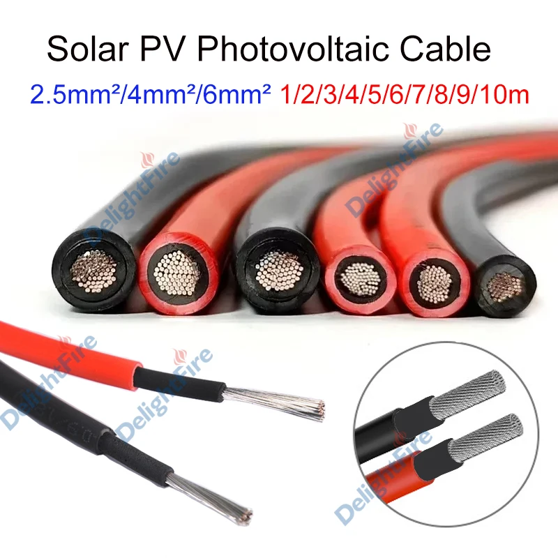 2.5/4/6mm² Tinned Copper PV Extension Cable Solar Panel Connection Wire for Photovoltaic Solar System Outdoor RV Marine Auto