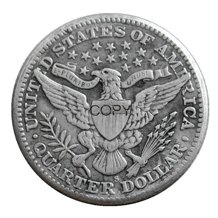 US 1892 P/S/O Barber Quarter Dollars Silver Plated Copy  Coin