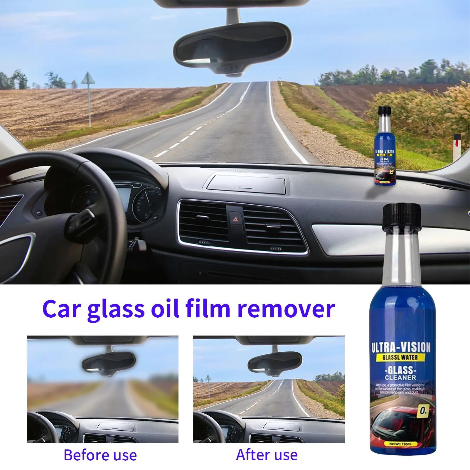 Oil Film Cleaner Car Windshield Cleaner Oil Film Remover Detailing Supplies Cleaning Tools Fluid for Window Truck SUV RV Sedan