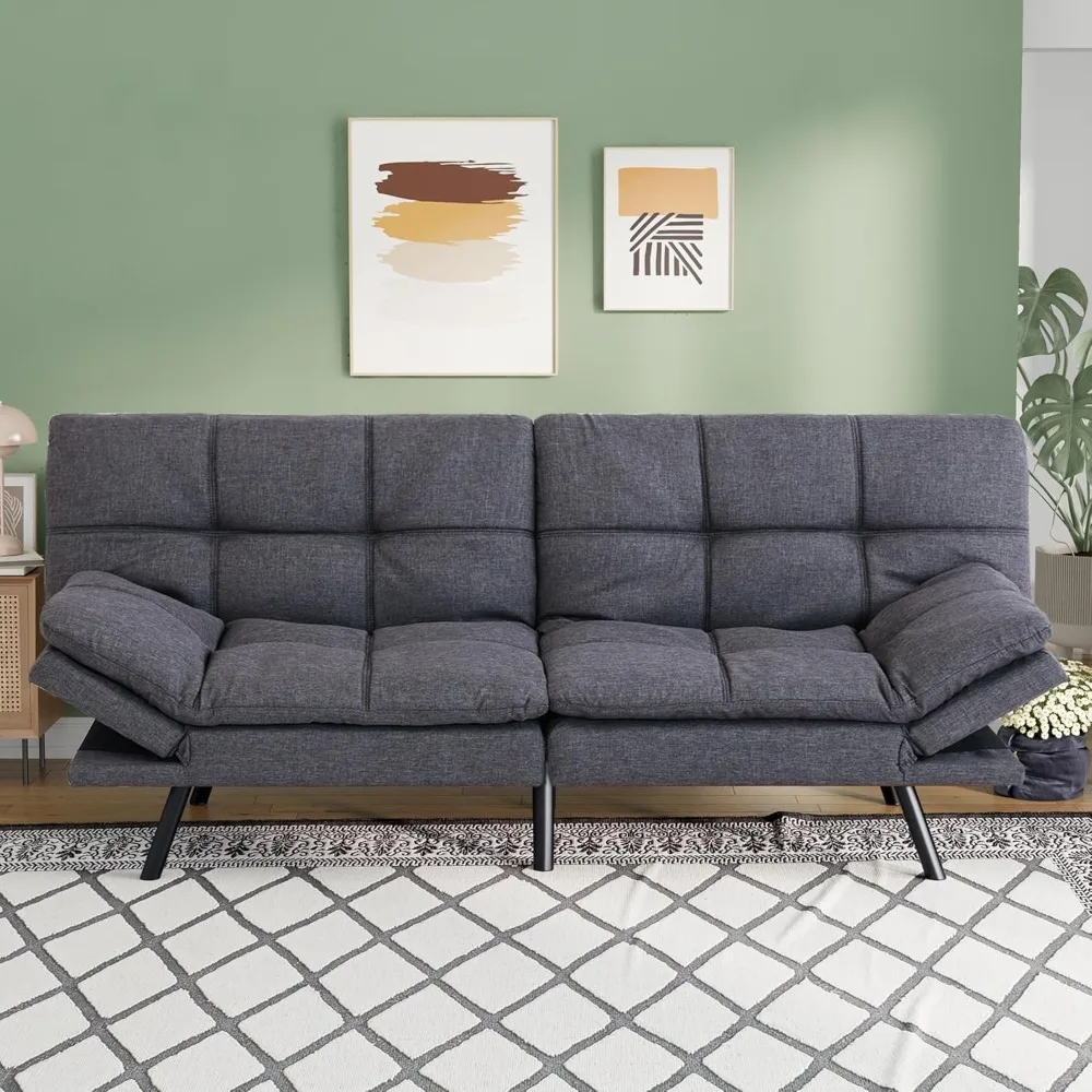

71" L Convertible Futon Sofa Bed,Linen Fabric Futon Couch,Loveseat Sleeper Sofa,Soft Cushions Love Seat Daybed for Studio, Apar