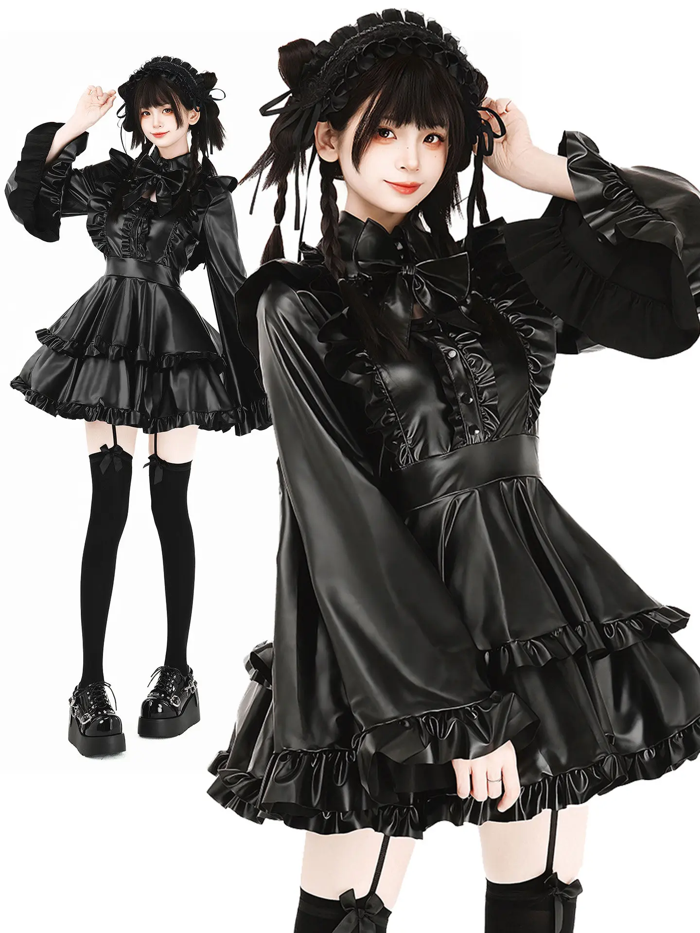 abito-da-cameriera-in-pelle-pu-stile-gothic-lolita-costume-cosplay-nero-con-maniche-a-campana-arricciate-per-halloween-e-carnevale