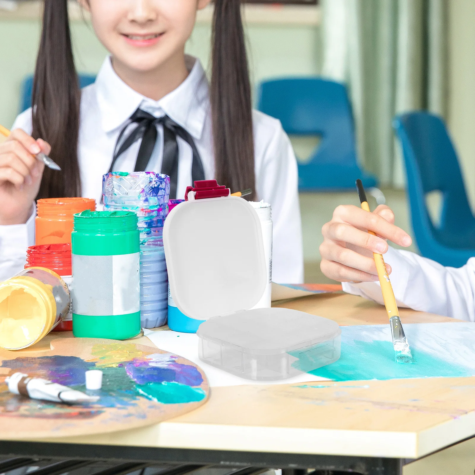 16 Compartment Watercolor Moisture Retention Box Portable Paint Mixing Tray Leak-Proof Lid For Travel Reusable Plastic Artist