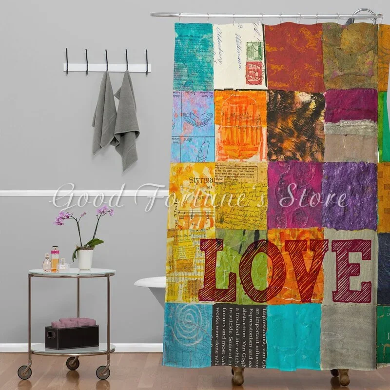 

Color Grid Love Shower Curtain