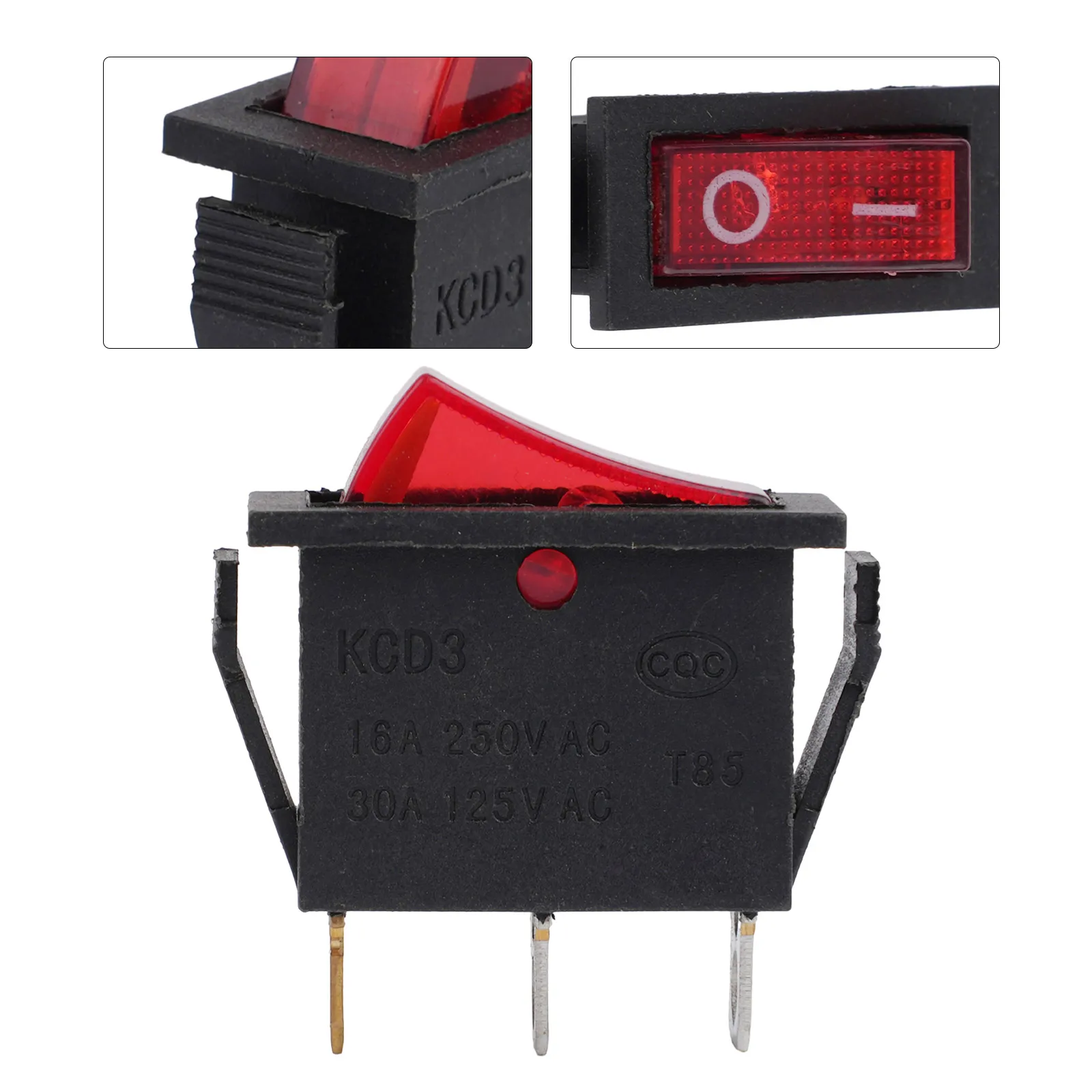 Interruptor de Botão Power Rocker, Prático DPST KCD3, 12x3Pin, AC 125V, 20A, 250V, 16A