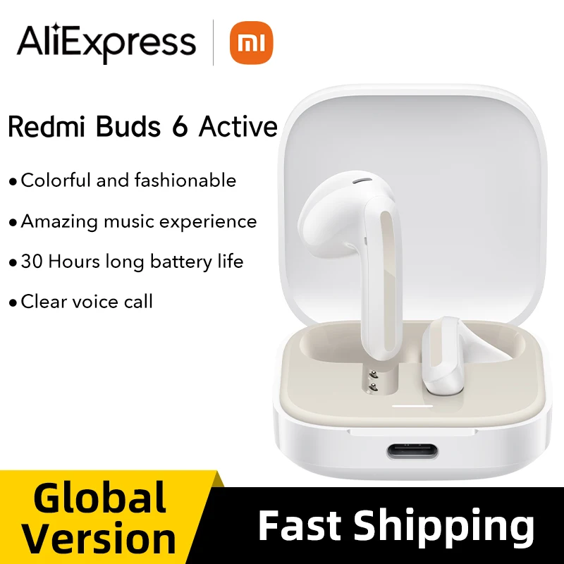 World Premiere Xiaomi Redmi buds 6 active 30 Hours long battery life Clear voice call headset Comfortable to wear earphone