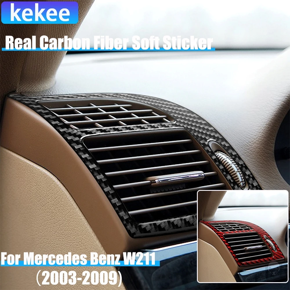 

Carbon Fiber Car Accessories Dashboard Air Vent Cover Soft Sticker For Mercedes W211 E Class 2003 2004 2005 2006 2007 2008 2009