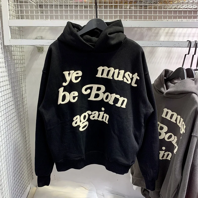 

wuxiate 2024 Fleece hoodie Kanye West Hoody Men Pink Ye Must Be Born Again Hoodie Oversize Fit Pullovers Sweatshirts