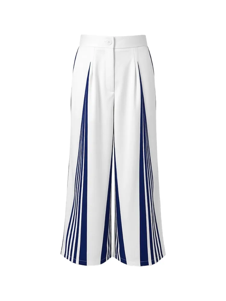 Yeezzi Damen-Hose mit kontrastfarbenen Streifen und weitem Bein, 2026, neue lockere, hoch taillierte, urbane, formelle Büro-Hose – Detail 8