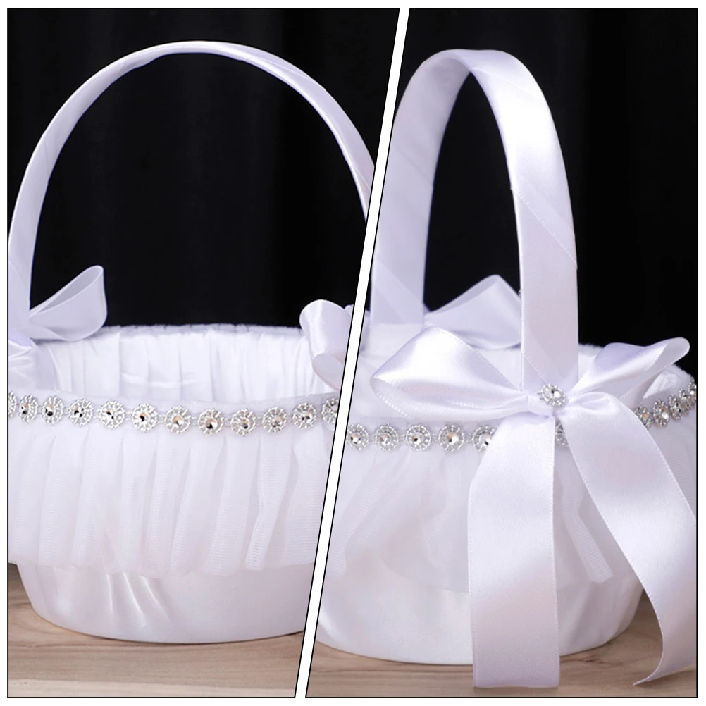 1 قطعة يده لتخزين بتلات الزفاف العروس زهرة الحاويات ريفي الدانتيل تصميم الطرف الديكور سلة للزهور الزفاف