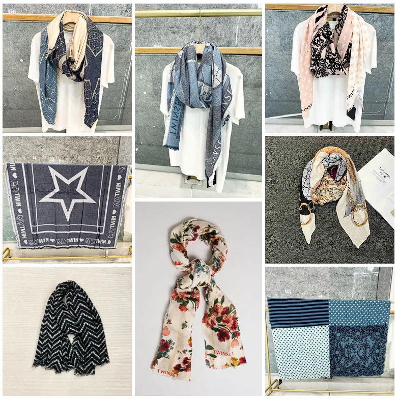 Foreign Trade Italy TWINSET Original Single New Fashionable Warm Scarf Shawl Printed Letter Multiple Light Luxury Soft Scarf