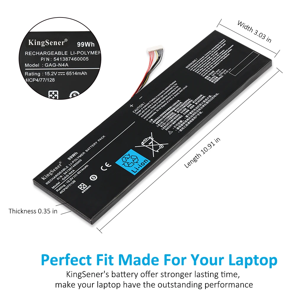 Imagem -04 - Bateria do Portátil para Gigabyte Aero 15 Oled xd 15 Rp75 16 Rp86 17 Hdr yd 17 Xe4 16 Ye5 15g kc 15g xc 15p xc 99wh Kingsener-gag-n4a