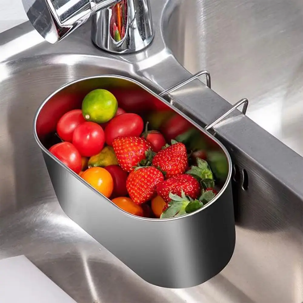 

Stainless Steel Portable Strainer Rust-Resistant Wall Hanging Kitchen Sink Drain Rack Space-Saving Time-Saving Kitchen Strainer