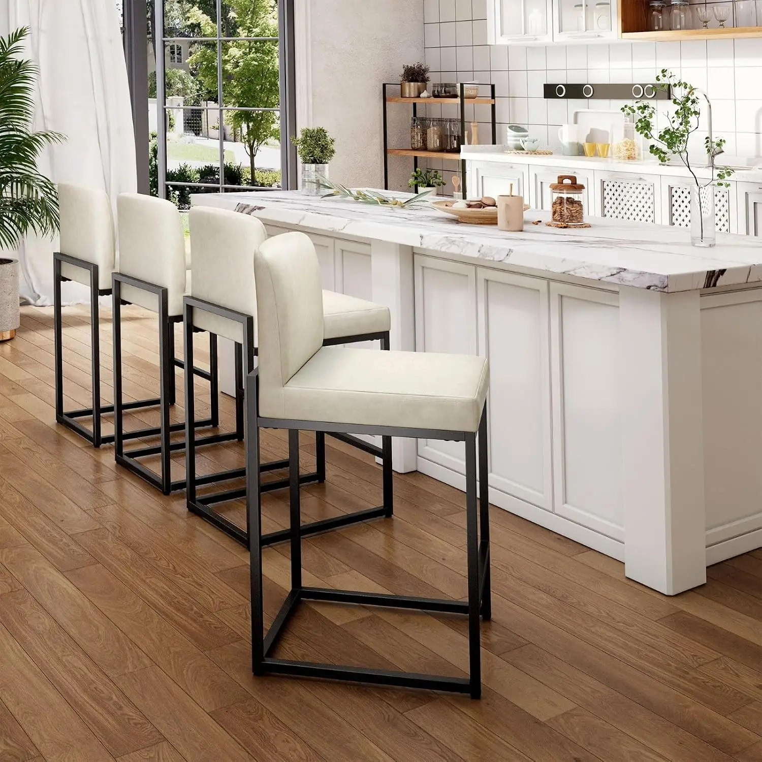 Counter Height Bar Stools Set of 4 with Backrest for Kitchen Island Dining, Customized