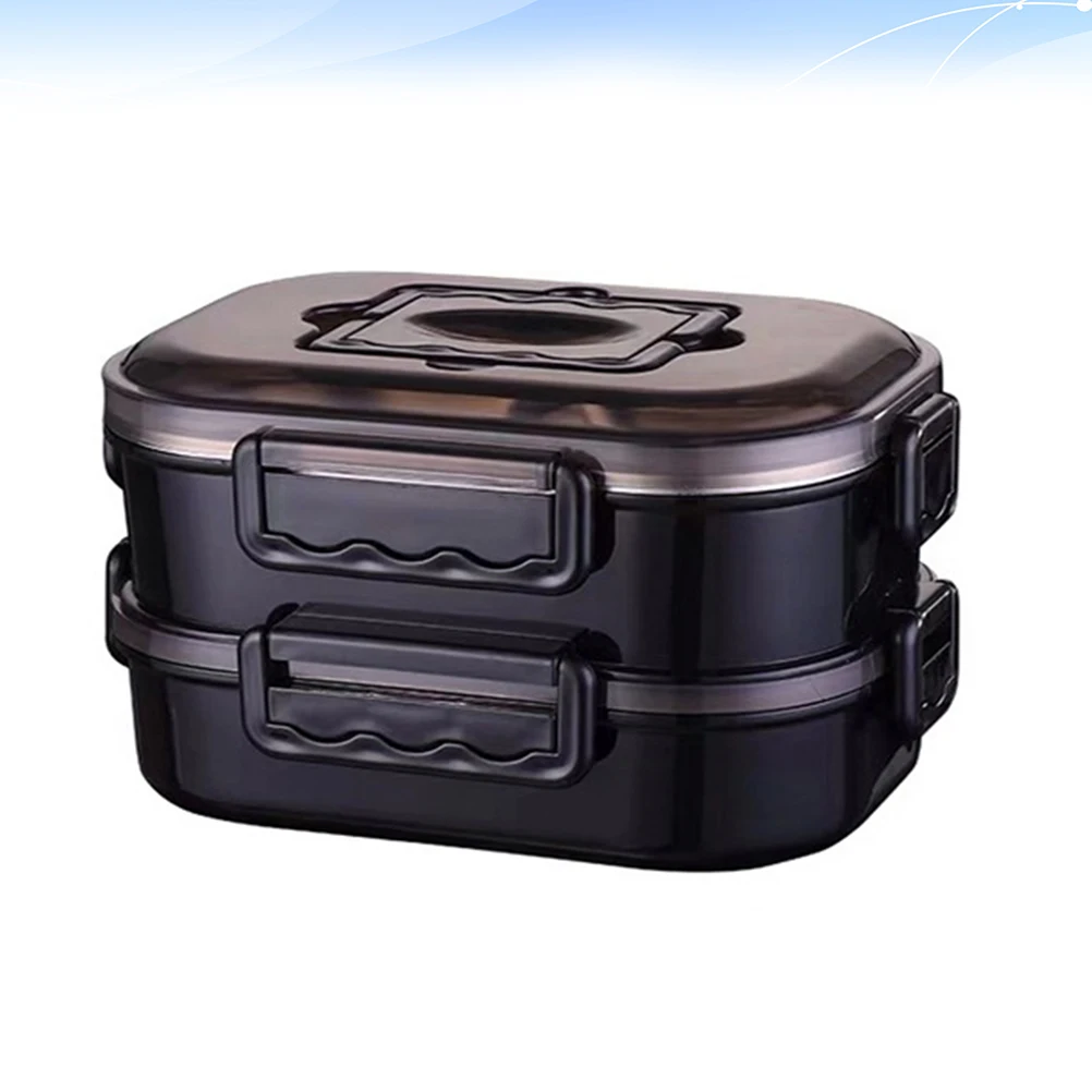 

Thermal Lunch Box Double Handles Food Containers Stainless Steel Safe Compact Layers