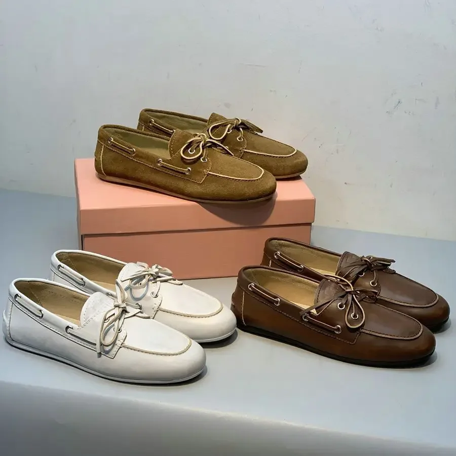 Vintage Distressed Fashion Casual Shoes Women's Flat Heel Loafers With Sheepskin Sole Rubber Outsole Summer Footwear For Adults