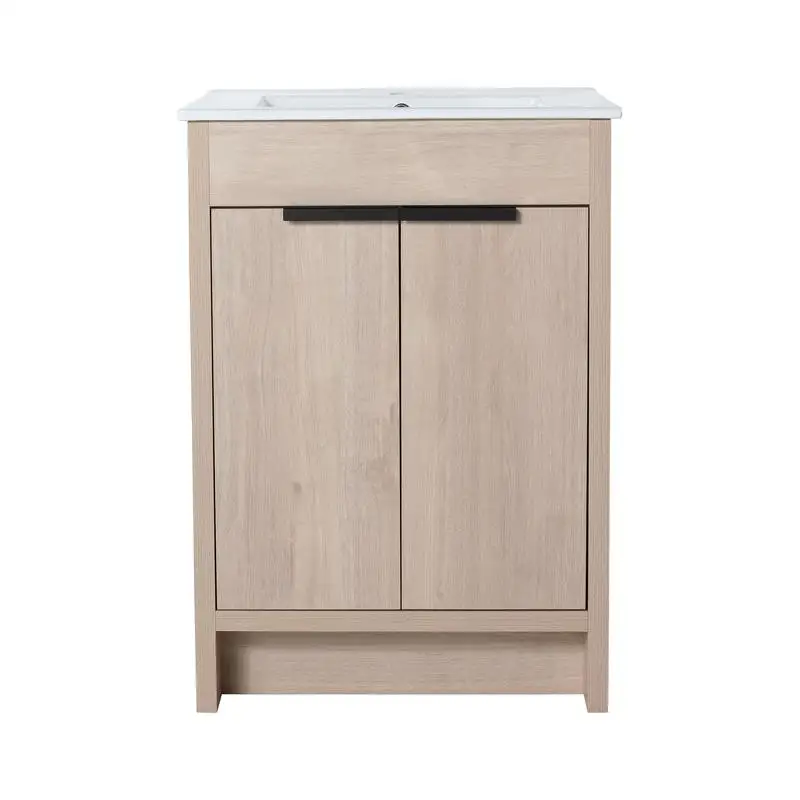 

24-Inch Freestanding Bath Vanity with 2 Soft-Close Doors, No Top Included, KD Packing, Bathroom Storage Solution