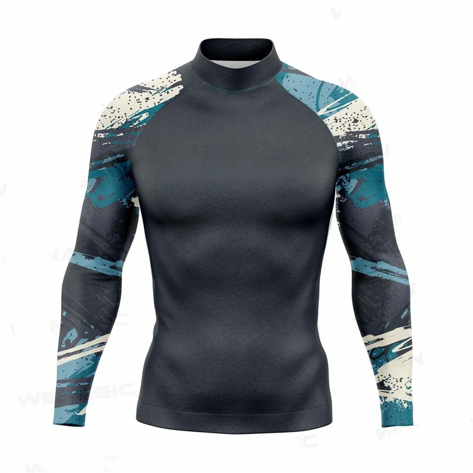 Men\'s UPF 50+ Long Sleeve Rashguard Shirt Sun Protection Beach Swim Shirt Quick Dry Surfing Shirt