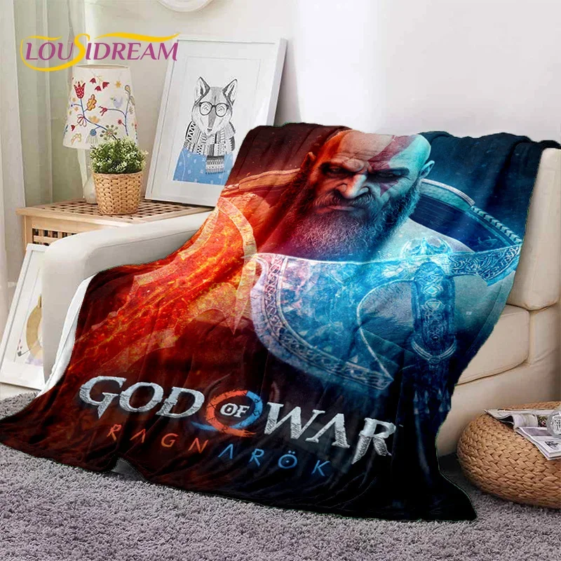 God of War Games Kratos Cartoon Soft Flannel Blanket for Beds Bedroom Sofa Picnic,Throw Blanket for Cover Outdoor Leisure Gift