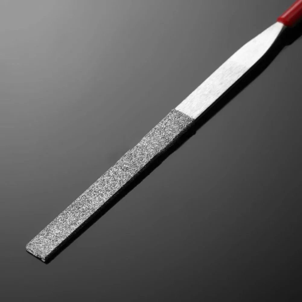 Diamond Needle File Non-slip Handle DIY Red Plastic Handle Metal Stone Grinding Flat Diamond Jewelry Polishing Tool Needle