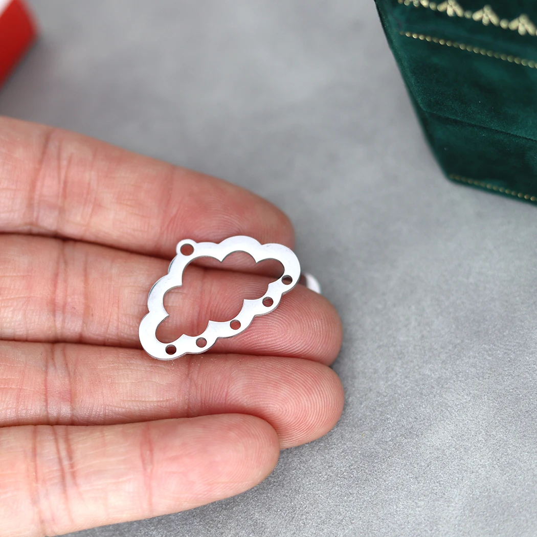 3PCS DIY Stainless Steel Curved Cloud Charm Pendant For Women Female Hollow Simple Sweet Party Jewelry