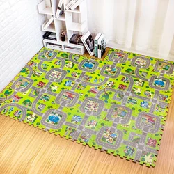 Alfombra de juegos para bebés, tapete para niños, Alfombra de suelo suave, juguetes de tráfico, suelo suave, decoración del hogar, rompecabezas de espuma EVA para niños, 9 unidades por lote