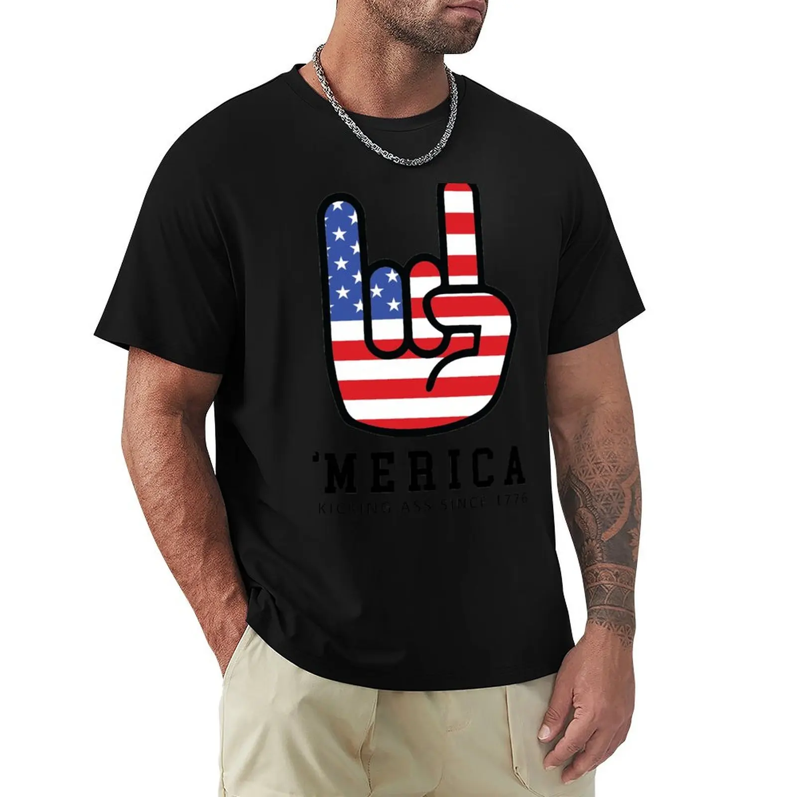 Merica Kicking Ass Since 1776 T-Shirt Christmas Casual Tee Shirt