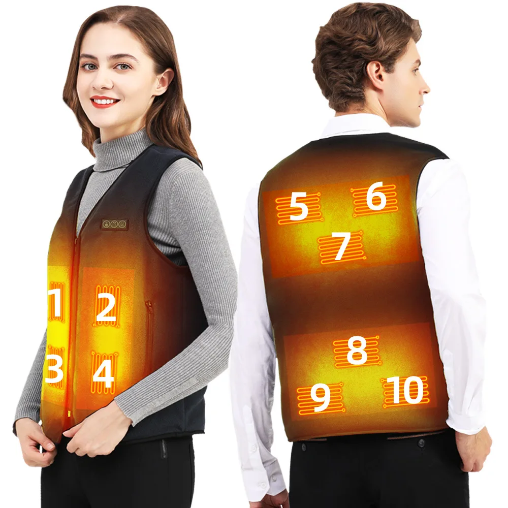 

Winter New Mens Women USB Electric Heating Vest Intelligent Dual Control V Neck Clip Self Heating Jacket Warm Charging Clothes