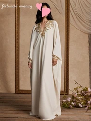 Fortunate Evening Elegant Vintage Simple Ivory Beading Applique V-Neck Stylish Formal Occasion Prom Dress Evening Party Gowns