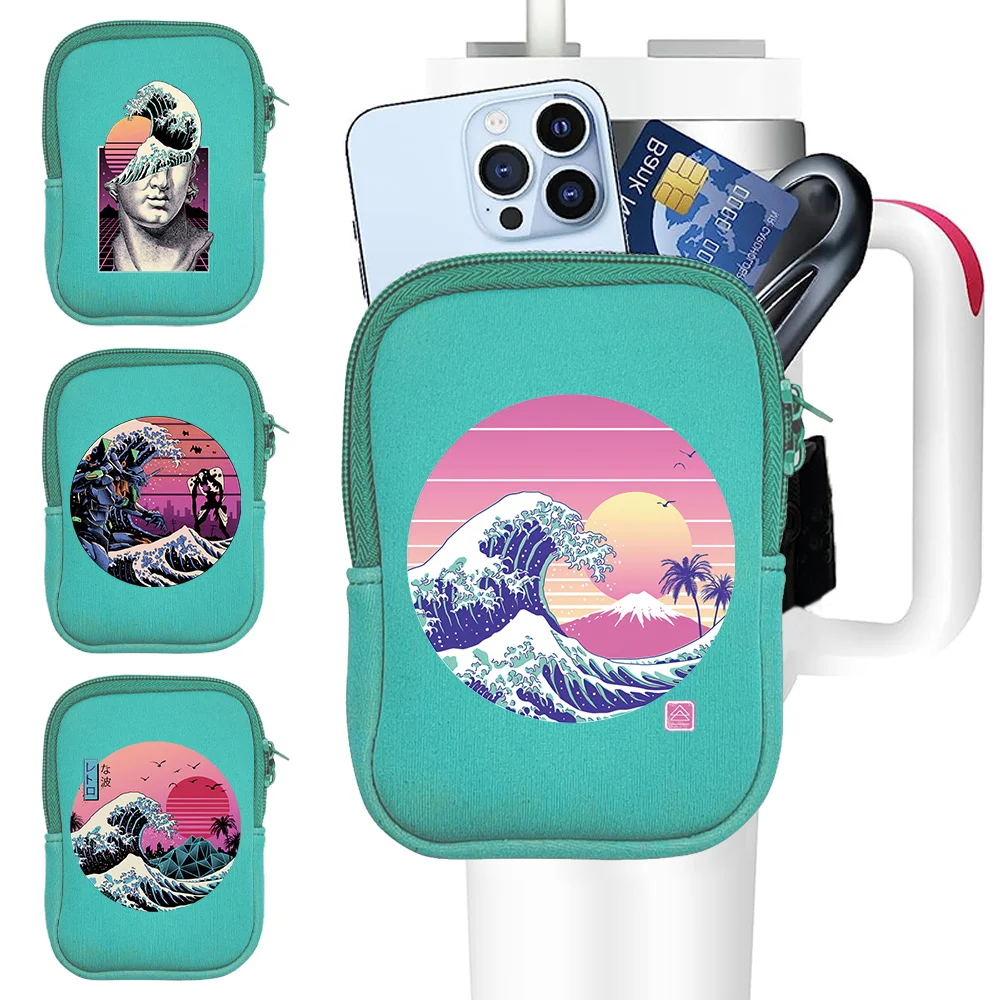Outdoor Sports Water Bottle Pouch Fitness Accessories Multi-functional Handheld Water Cup Bag Wave Pattern