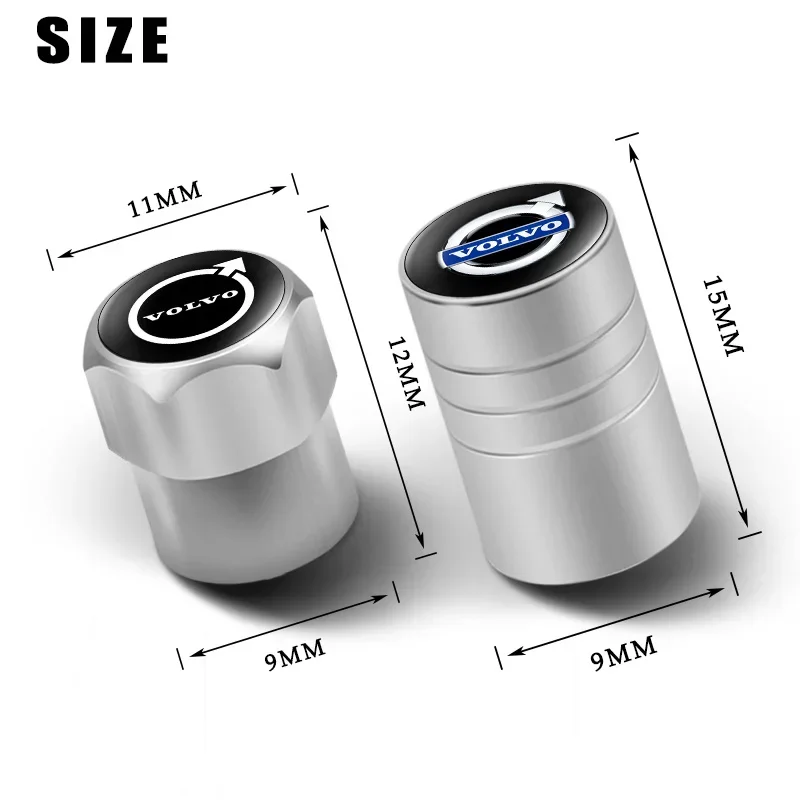 4 قطعة جديد الألومنيوم سيارة شارة عجلة الإطارات صمام الهواء قبعات الجذعية غطاء لفولفو S80L XC60 XC90 S40 S60 S80 V40 V50 اكسسوارات #5