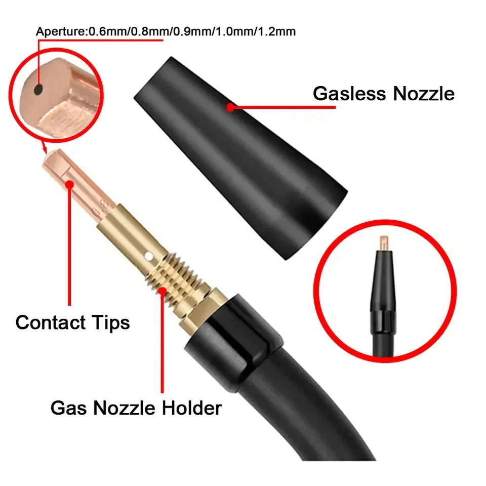 7 قطعة/14 قطعة، مجموعة فوهة فوهة بدون غاز بقلب متدفق KP1939-1 فوهة بدون هواء موزع غاز مناسب لينكولن ماغنوم Tweco Mag Mig Accessori