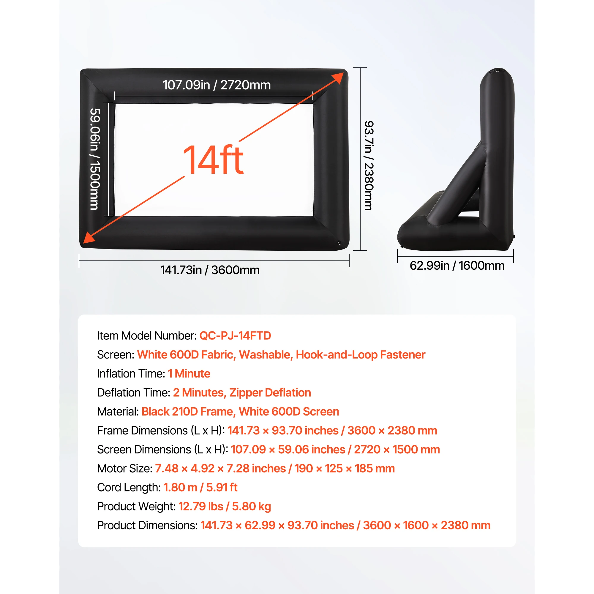 SucceBuy 14/15/16/18/20 قدم شاشة عرض قابلة للنفخ مع شاشة عرض منفاخ الهواء 120 واط لحفلة موضوع المسرح الخارجي #6