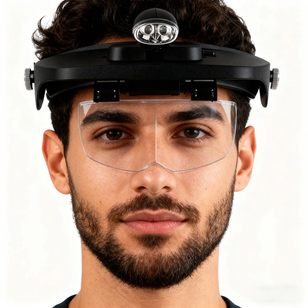 6X Head-mounted Magnifying Glass with LED Light, Suitable for Elderly Reading, Repair, and Welding Magnifier