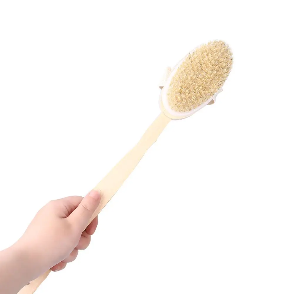 Body Natural Bristle Dry Skin Exfoliation Brush Massager Bath Shower Scrubber