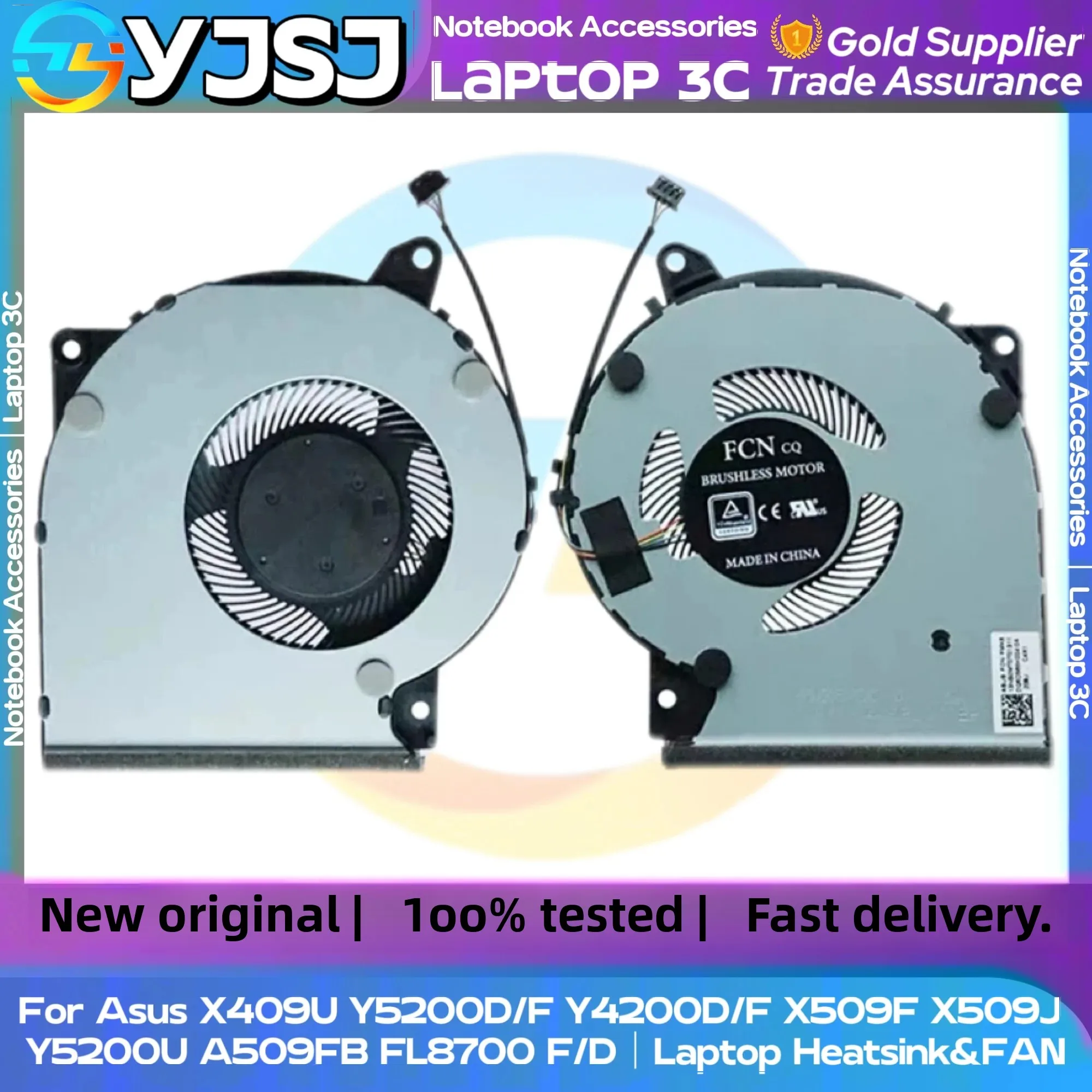 

New Original Laptop CPU Cooling Fan For Asus X409U/F Y5200D/F Y4200D/F M509D X509F X509J Y5200U A509FB FL8700F/D Heatsink&FAN