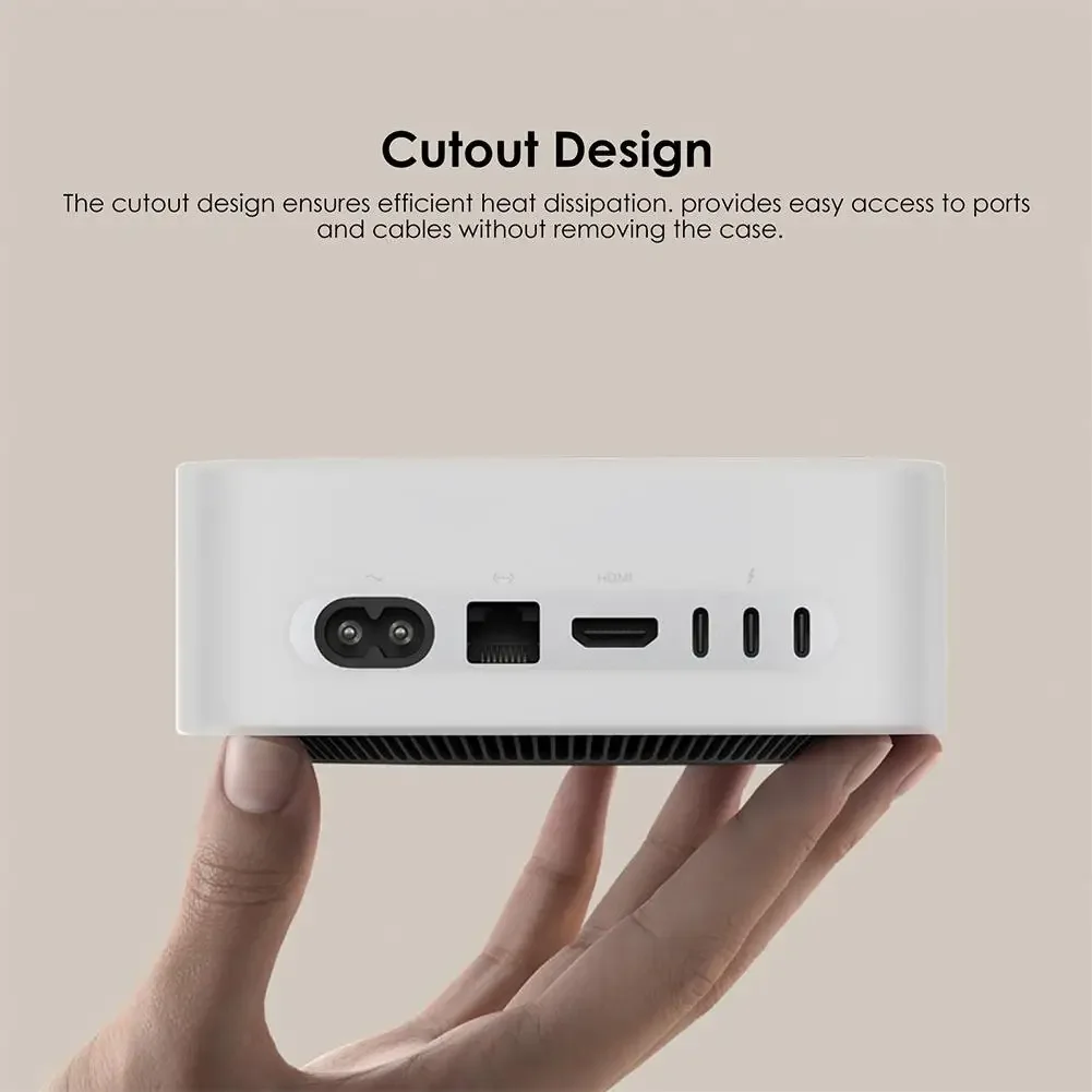 غطاء حماية من السيليكون المقاوم للماء سهل التركيب لجهاز Mac Mini M4/M4 Pro 2024 فتحة دقيقة ضد الغبار