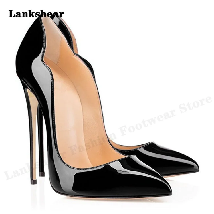 

Thin High Heel Black Shallow Pumps Pointy Toe Slip-On Shoes Pointed Toe Slip-On Dress Shoes Red Large Size 34-48 Wedding Shoes