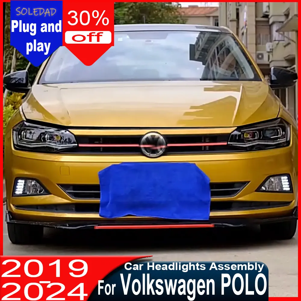 

Автомобильные фары для Volkswagen POLO 2019-2024, светодиодные фары в сборе, улучшенная комплектация, линзы-проекторы, установка Plug and Play