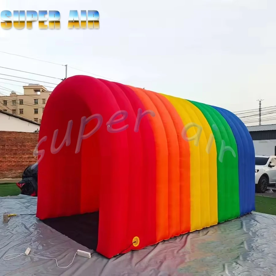 Hot sale outdoor colorful inflatable tunnel tent huge inflatable rainbow tent for event advertising