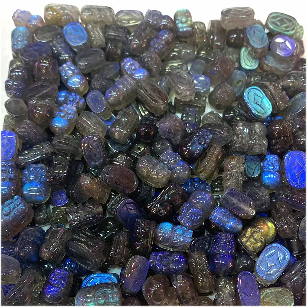 Veemake  Flash Light Blue Labradorite Carve PiXiu Beads For Jewelry Making Natural Gemstones Crystal DIY Pendant Necklaces