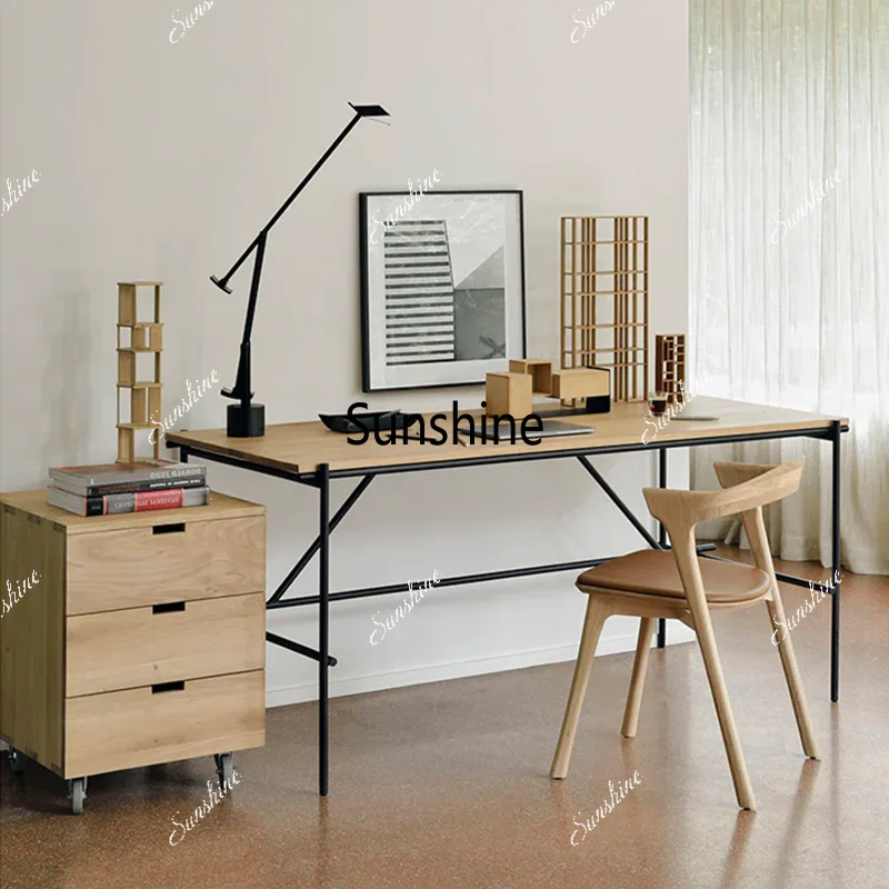 Nordic, desk, retro silent wind, writing desk industrial style solid wood