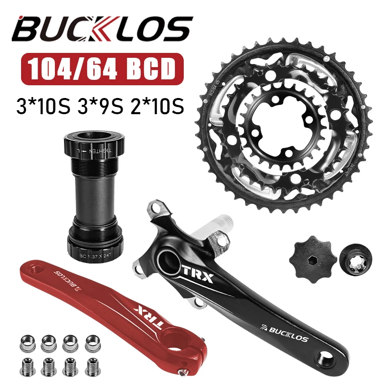 

BUCKLOS 104/64BCD MTB Cranksets Bicycle Crankset 3 Speed 170mm Integrated Aluminum Alloy Bicycle Crank 3x9 2x10 3x10 Bike Parts