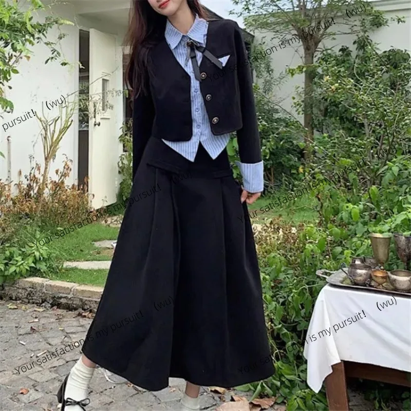ZOCI-ชุดสูทสไตล์หรูหราสองชิ้นสำหรับผู้หญิง เสื้อโค้ทลายทางแบบต่อผ้า กระโปรงยาวจีบ เสื้อแจ็คเก็ตบาง ชุดกระโปรง