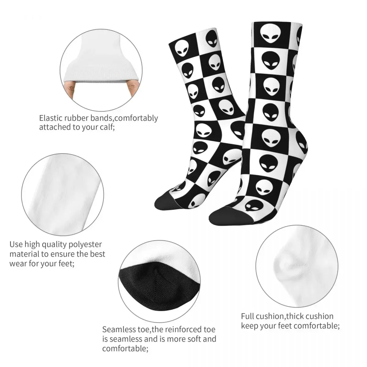 All Season Socks Aliens White And Black Accessories for Men Women Sweat Absorbing Socks All Season Little Small Gifts