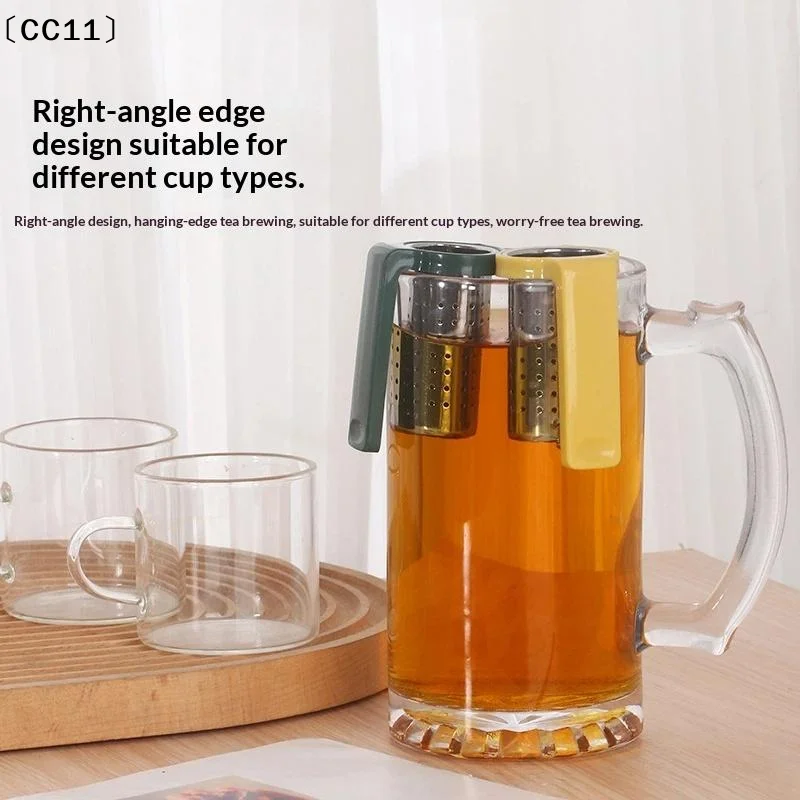 Stainless Steel Clip Hanging On Cup Tea Strainer Cup Clamp Tea Infuser With Handle Fine Filter For Home Office Daily〔CC11〕 view 3