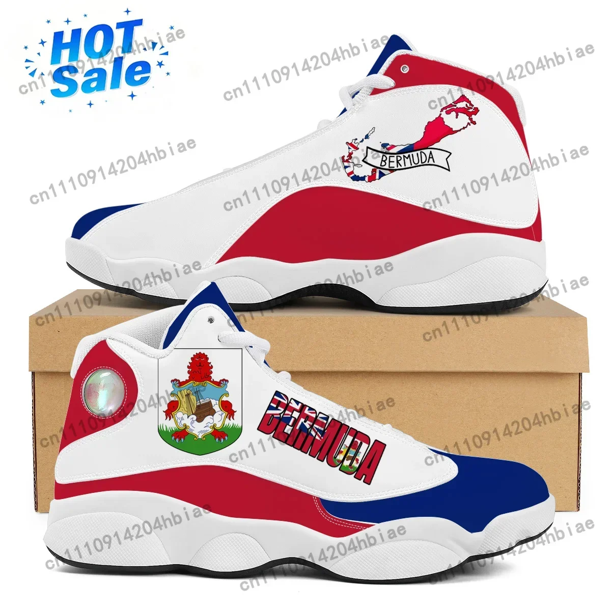 BERMUDA Flag Print Custom Cool Mens Womens Basketball Sneakers Custom POD Tennis Shoes for Male Teens High Quality Sneakers