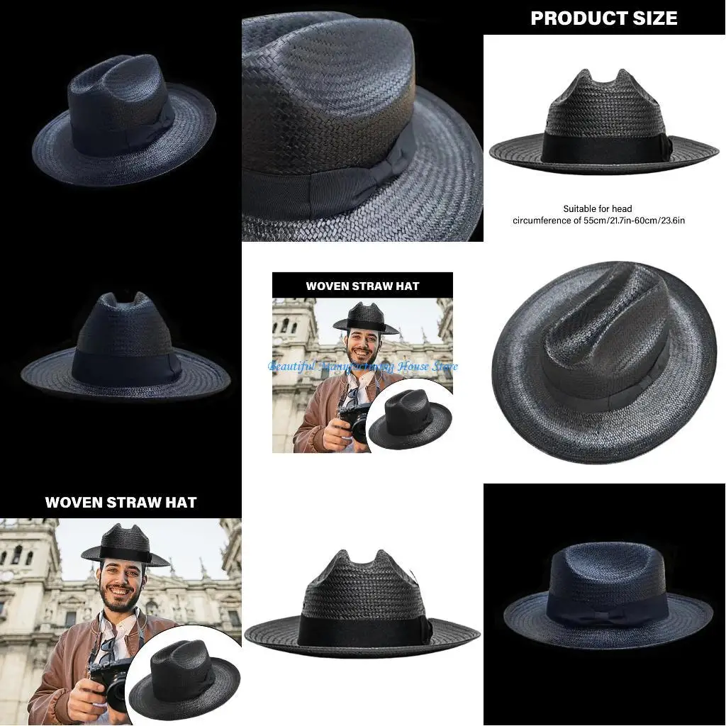 

E56A Быстросохнущая шляпа Минималистская портативная шляпа Соломенная шляпа ручной работы Роскошная праздничная шляпа