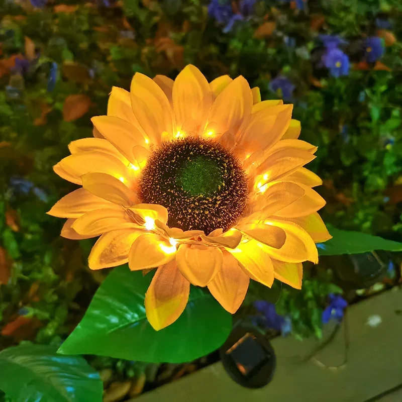 Solar Sunflower Light Outdoor Waterproof LED Ground Insert Simulated Flower Lawn Lamp For Garden Courtyard Decoration