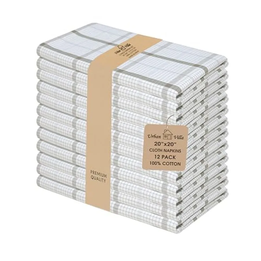 

Тканевые салфетки из 100% хлопка, высокоабсорбирующие, 20x20 дюймов, набор из 12 штук, с мелким клетчатым узором, многоразовые, моющиеся, мягкие, прочные, предварительно обработанные.